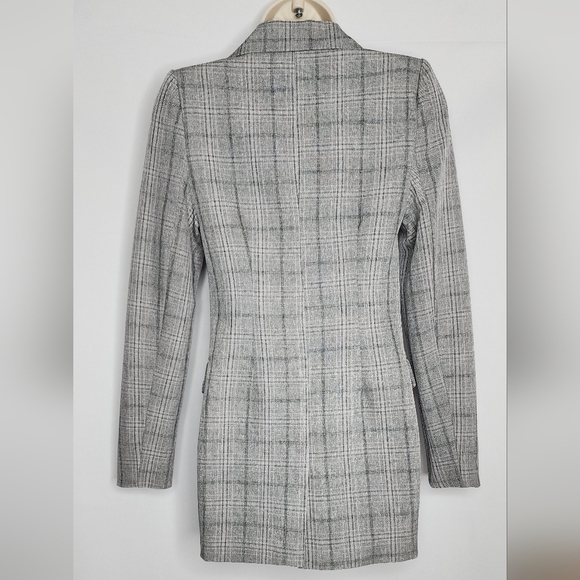 Gray Plaid Tailored Blazer XXS (FAST SHIPPING) - Picture 4 of 8